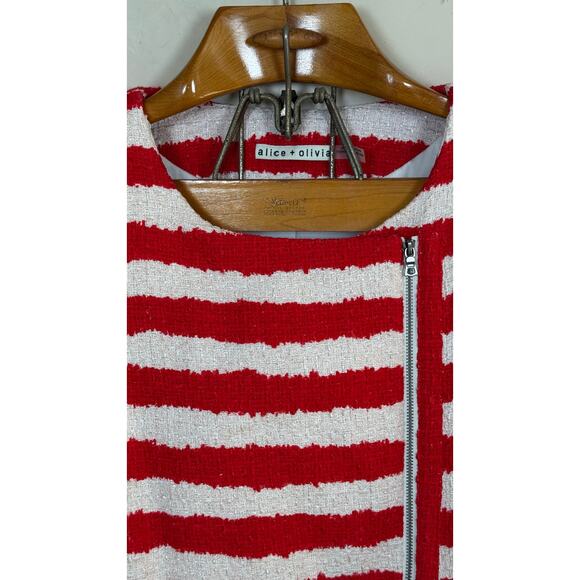 Alice + Olivia Stanton Stripe Tweed Jacket  Luxe Designer Statement Blazer Sz L - Picture 2 of 7